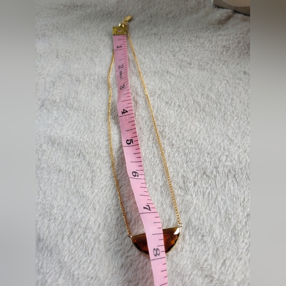 Melania Clara | NWOT Elegant Gold/Amber Half Moon Crystal Pendant Necklace - Picture 9 of 10